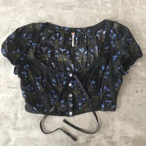 Free People Top Women Large Corset Floral Cropped Fairy Grunge Whimsigoth Hippie